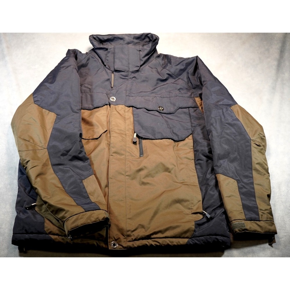 Chalet Ski Wear Jacket L Black Tan‎ Zip Pockets Snow Skirt Vented